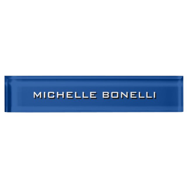 Minimalist Plain Modern Deep Blue Nameplate (Front)