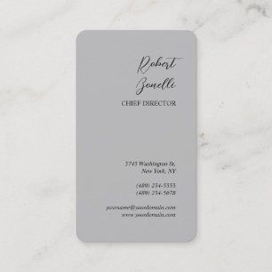 Minimalist Plain Modern Grey Personalized Business Card