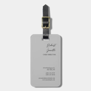 Minimalist Plain Modern Grey Personalized Luggage Tag