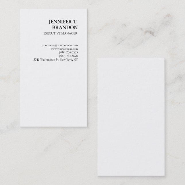 Minimalist Plain Modern Professional White Business Card (Front/Back)