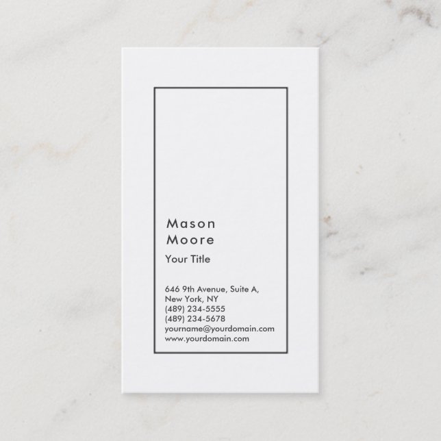 Minimalist Plain Modern Style Professional White Business Card (Front)