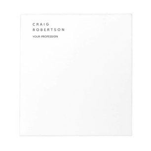 Minimalist Plain Modern White Trendy Business Notepad
