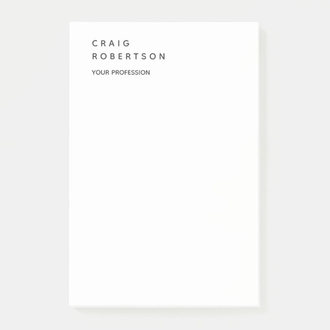 Minimalist Plain Modern White Trendy Business Post-it Notes (Front)
