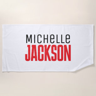 Minimalist Plain Modern Your Name Message Beach Towel