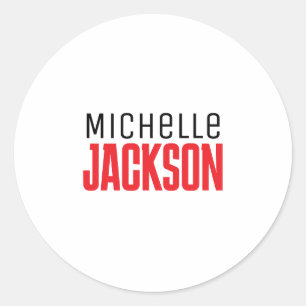 Minimalist Plain Modern Your Name Message Classic Round Sticker
