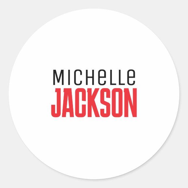 Minimalist Plain Modern Your Name Message Classic Round Sticker (Front)