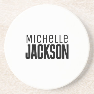 Minimalist Plain Modern Your Name Message Coaster