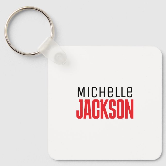 Minimalist Plain Modern Your Name Message Keychain (Front)