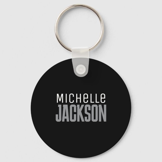 Minimalist Plain Modern Your Name Message Keychain (Front)