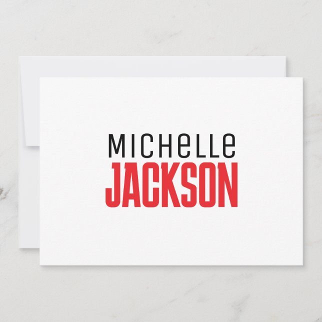 Minimalist Plain Modern Your Name Message Thank You Card (Front)