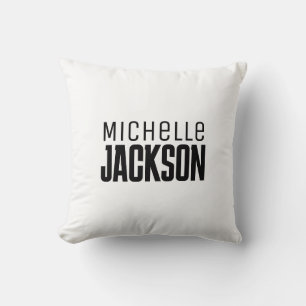 Minimalist Plain Modern Your Name Message Throw Pillow