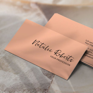 Minimalist Plain Peach Color Hand Script Elegant Business Card