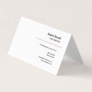 Minimalist Plain Red Black White Modern Business Card