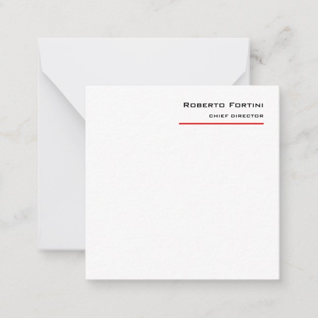 Minimalist Plain Red White Modern Card (Front)