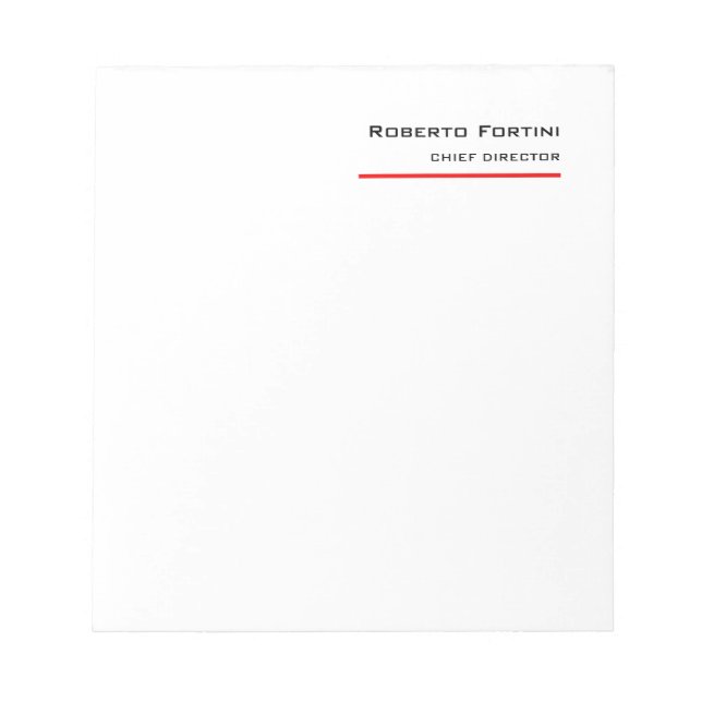 Minimalist Plain Red White Modern Notepad (Front)