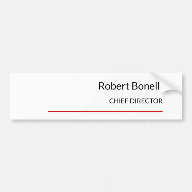 Minimalist Plain Red White Modern Standard Size Bumper Sticker (Front)