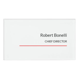 Minimalist Plain Red White Modern Standard Size Name Tag