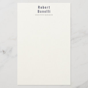 Minimalist Plain Simple White Modern Professional Stationery