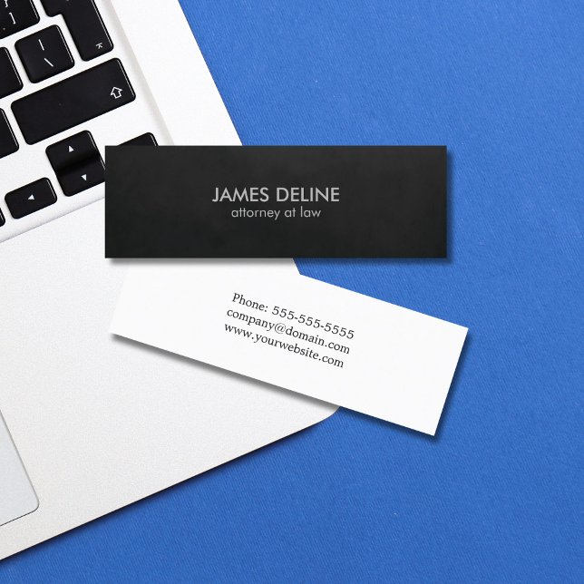 Minimalist Plain Texture Black Attorney Mini Business Card (Creator Uploaded)