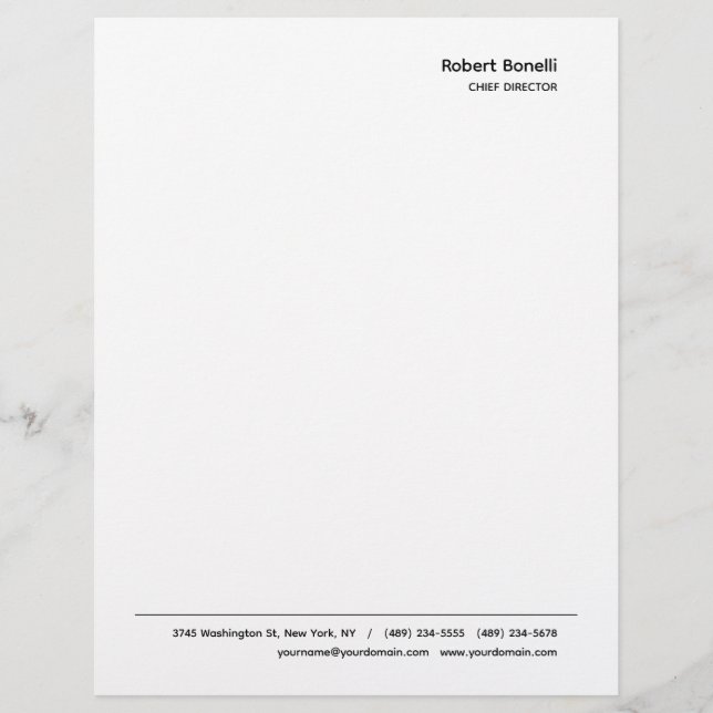 Minimalist Plain White Modern  Letterhead (Front)