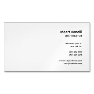 Minimalist Plain White Modern  Magnetic Business Card