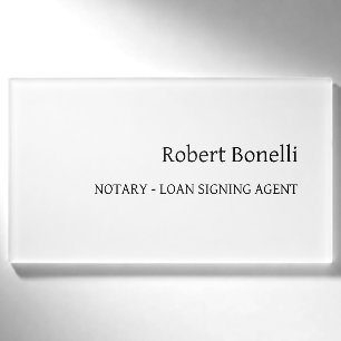 Minimalist Plain White Modern Notary Loan Agent Name Tag
