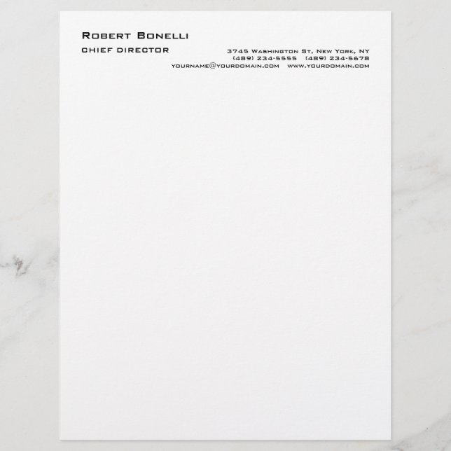 Minimalist Plain White Modern Standard Size Letterhead (Front)