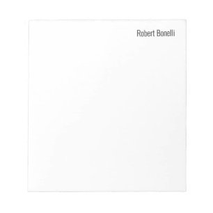 Minimalist Plain White Modern Standard Size Notepad