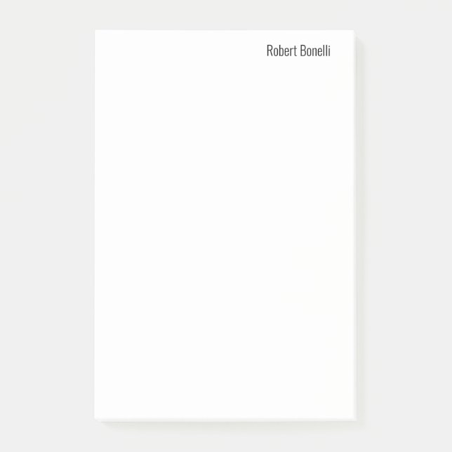Minimalist Plain White Modern Standard Size Post-it Notes (Front)
