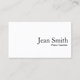 Minimalist Plain White Piano Teacher  Business Card