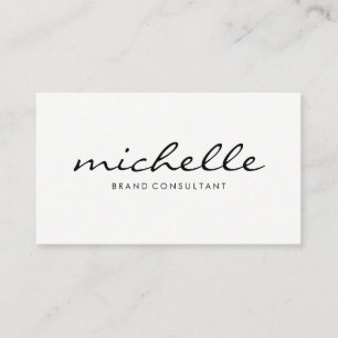 Minimalist Plain White with Cursive Text Business Card