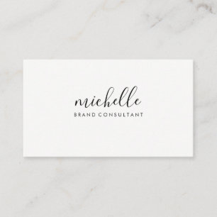 Minimalist Plain White with Cursive Text Business Card