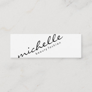 Minimalist Plain White with Cursive Text Mini Business Card