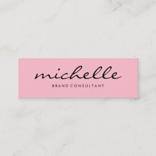 Minimalist Plain White with Cursive Text (pink) Mini Business Card