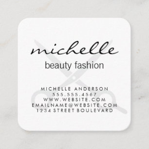 Minimalist Plain White with Cursive Text Square Business Card