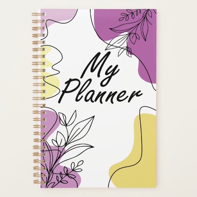 Minimalist Planner Cover -Line Art Floral Notebook (Devant)