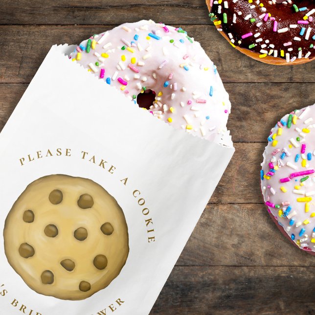 Minimalist Please Take A Cookie Bridal Shower Favour Bag (Minimalist Please Take a Cookie bridal shower favor bag perfect for dessert tables and treats.)