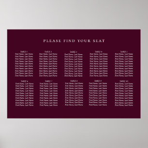 Minimalist Plum Wine Purple Wedding Seating Chart