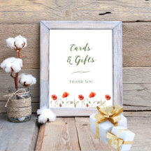 Minimalist Poppies Cards & Gifts Wedding Sign