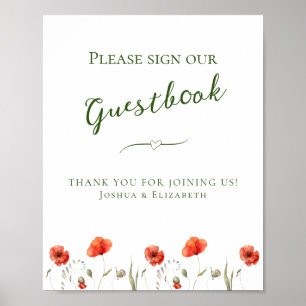 Minimalist Poppies Guestbook Wedding Sign