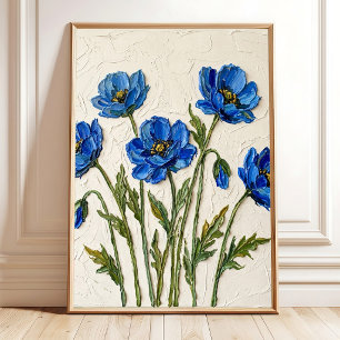 Minimalist Poppy Floral Wall Art Canvas Print