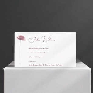 Minimalist Poppy Flower Watercolor Business Card