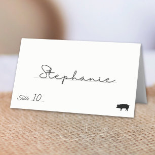 Minimalist Pork Meal Option Table Number Place Card