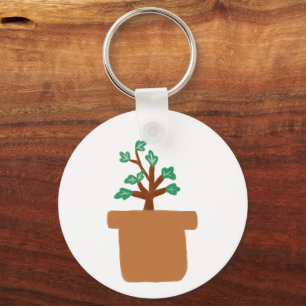 Minimalist Potted Plant Crayon Gift Keychain