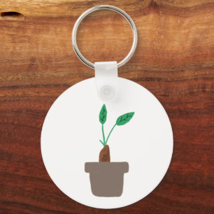 Minimalist Potted Sprout Gardener Gift Keychain