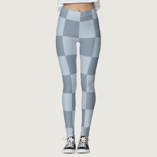 Minimalist Powder Blue Checkerboard Pattern Leggings