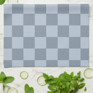 Minimalist Powder Blue Chequerboard Pattern Kitchen Towel
