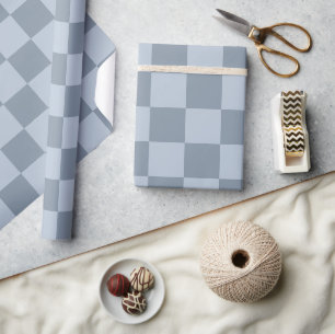 Minimalist Powder Blue Chequerboard Pattern  Wrapping Paper