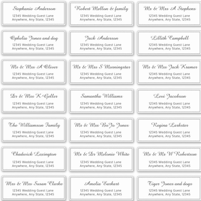 Minimalist Pre-Addressed Guest Name Address (Front)