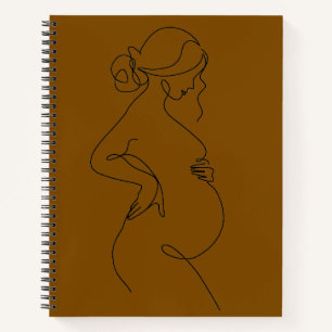 Minimalist Pregnancy Silhouette Sticker - Line Art Notebook